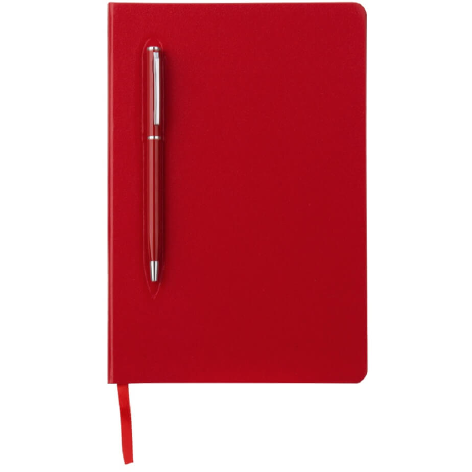 Magnetic-A5-Notebook-With-Pen-Red