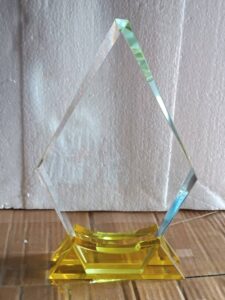 triangle crystal with clear yellow base
