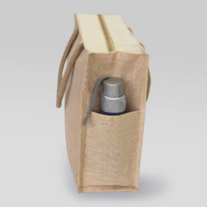 Jute bag with zipper and pocket