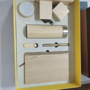 6in1 bamboo set(temperature flask, bamboo notebook, desk set, bluetooth speaker, pen, flashdrive)