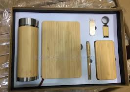 bamboo power book bamboo leather notebook, pen, flashdrive, powerbank