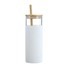 ceramic mug with bamboo lid and bamboo straw, and silicone jacket