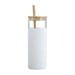 ceramic mug with bamboo cover and bamboo straw with silicone jacket
